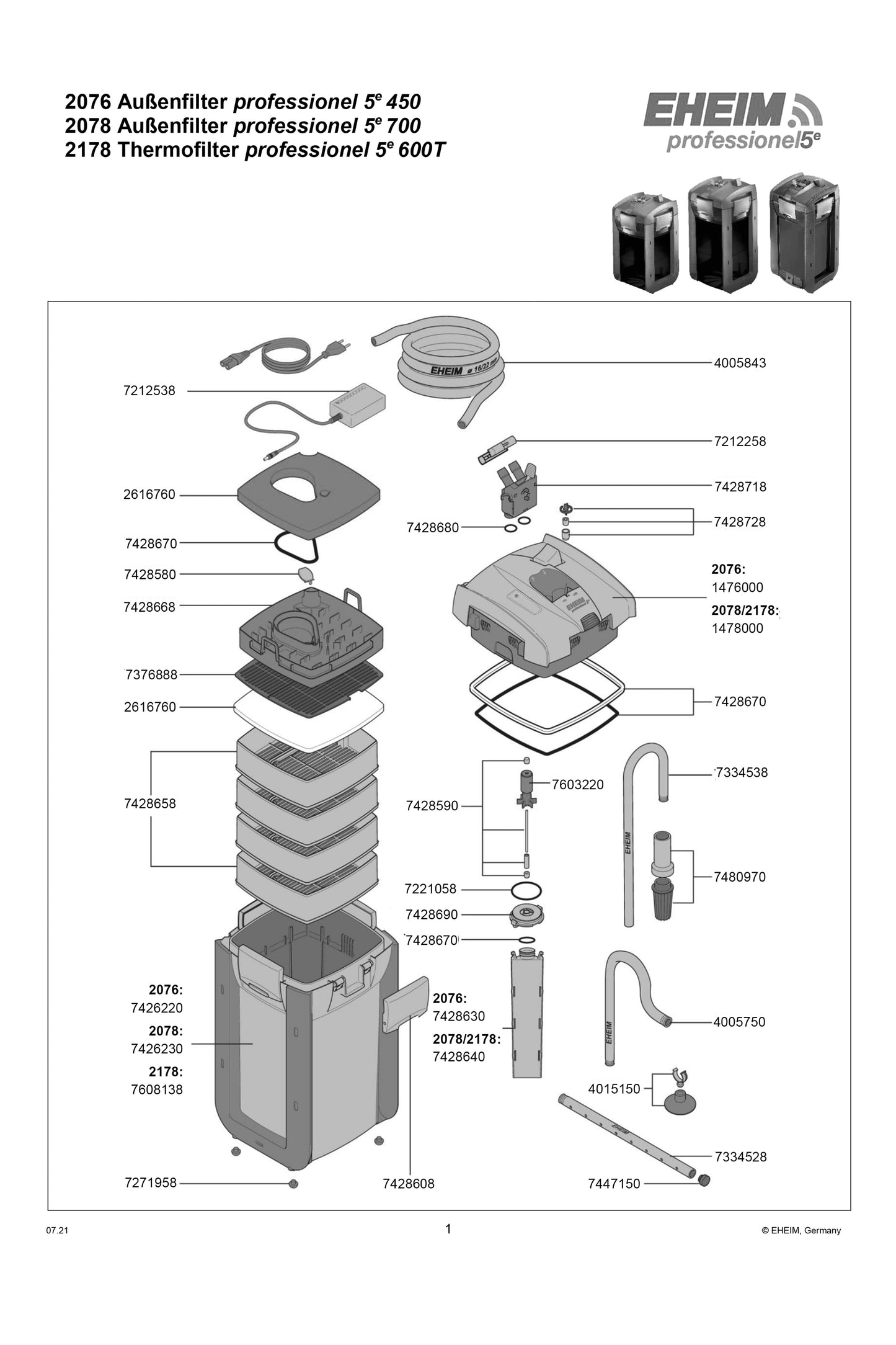 EHEIM - 2178010 Eheim Profesionel 5e 600T