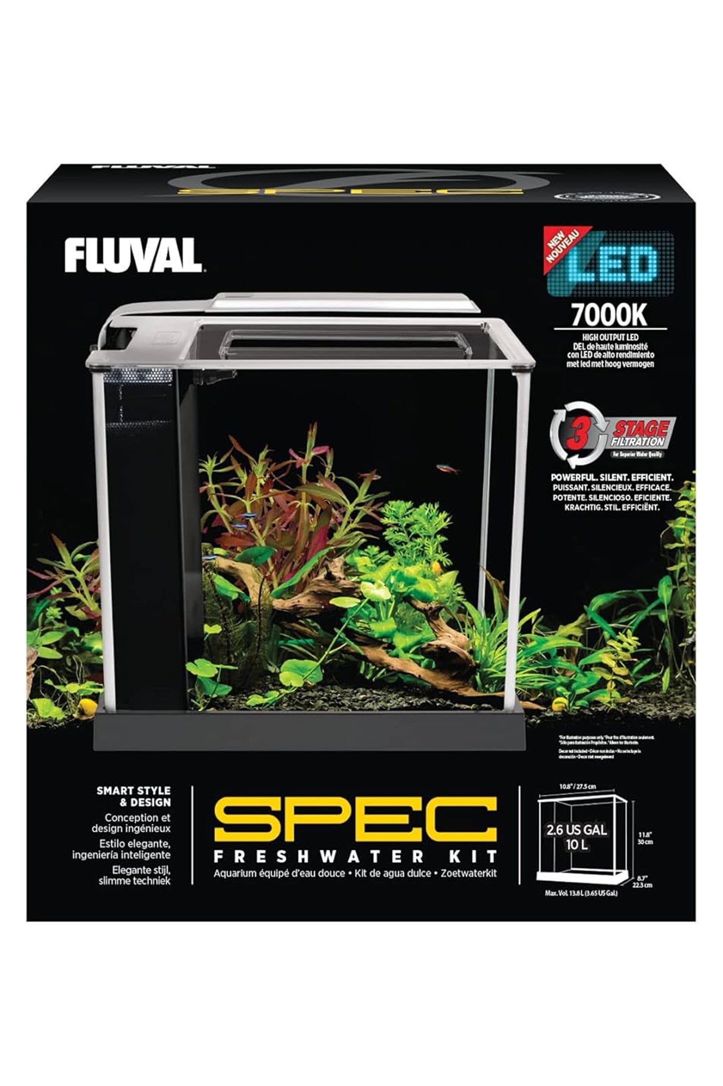 Fluval - Acuario SPEC Nano Negro de 10 litros
