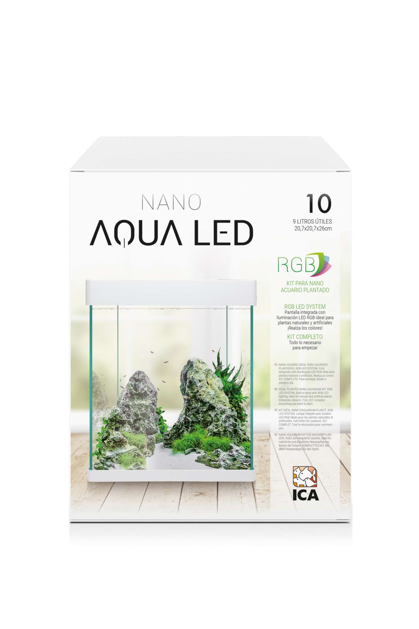 Acuario Kit Nano AquaLED RGB 10 de 9 litros en Blanco