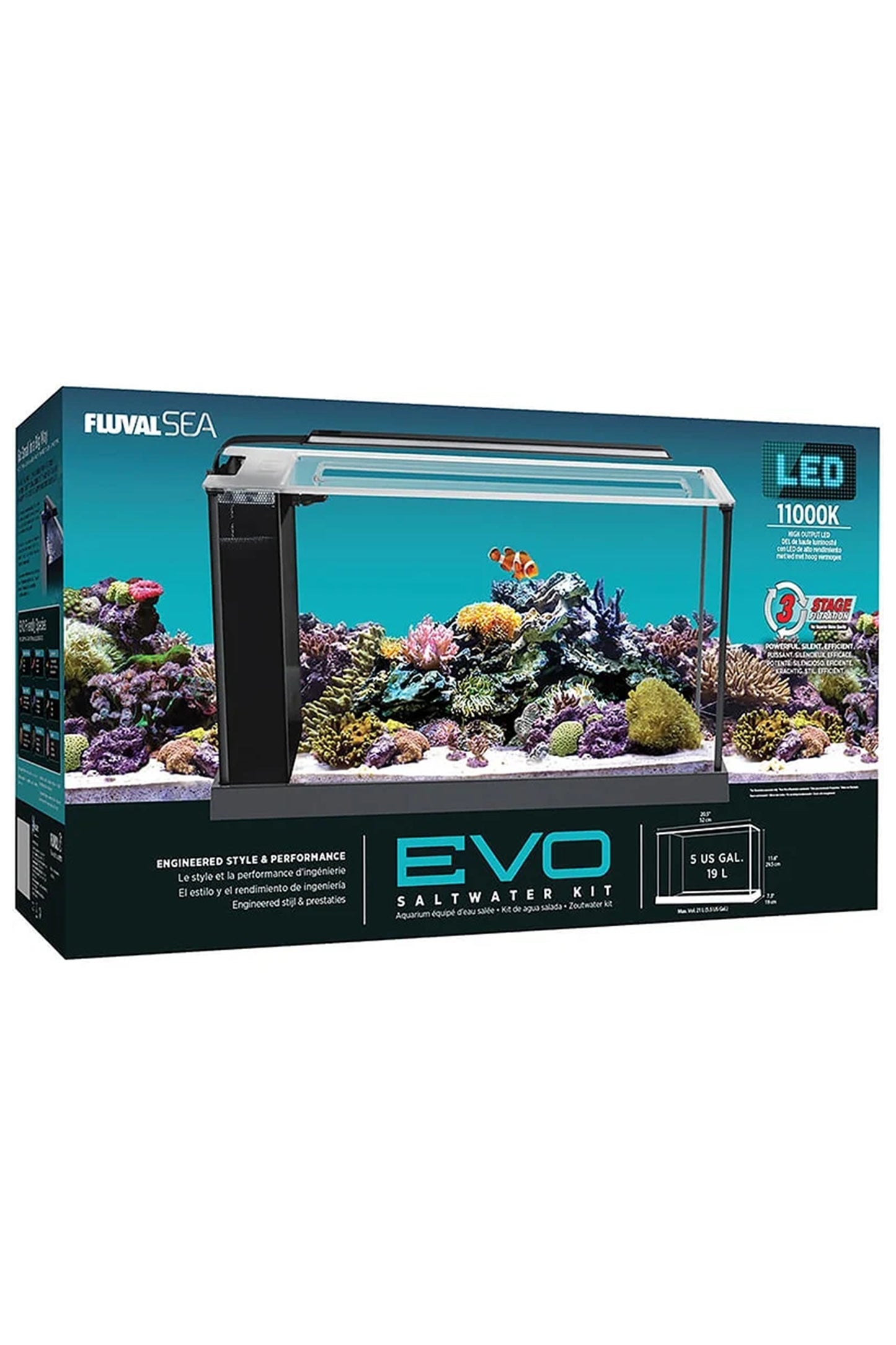 Fluval - Evo Marine Aquarium, Schwarz, 19L