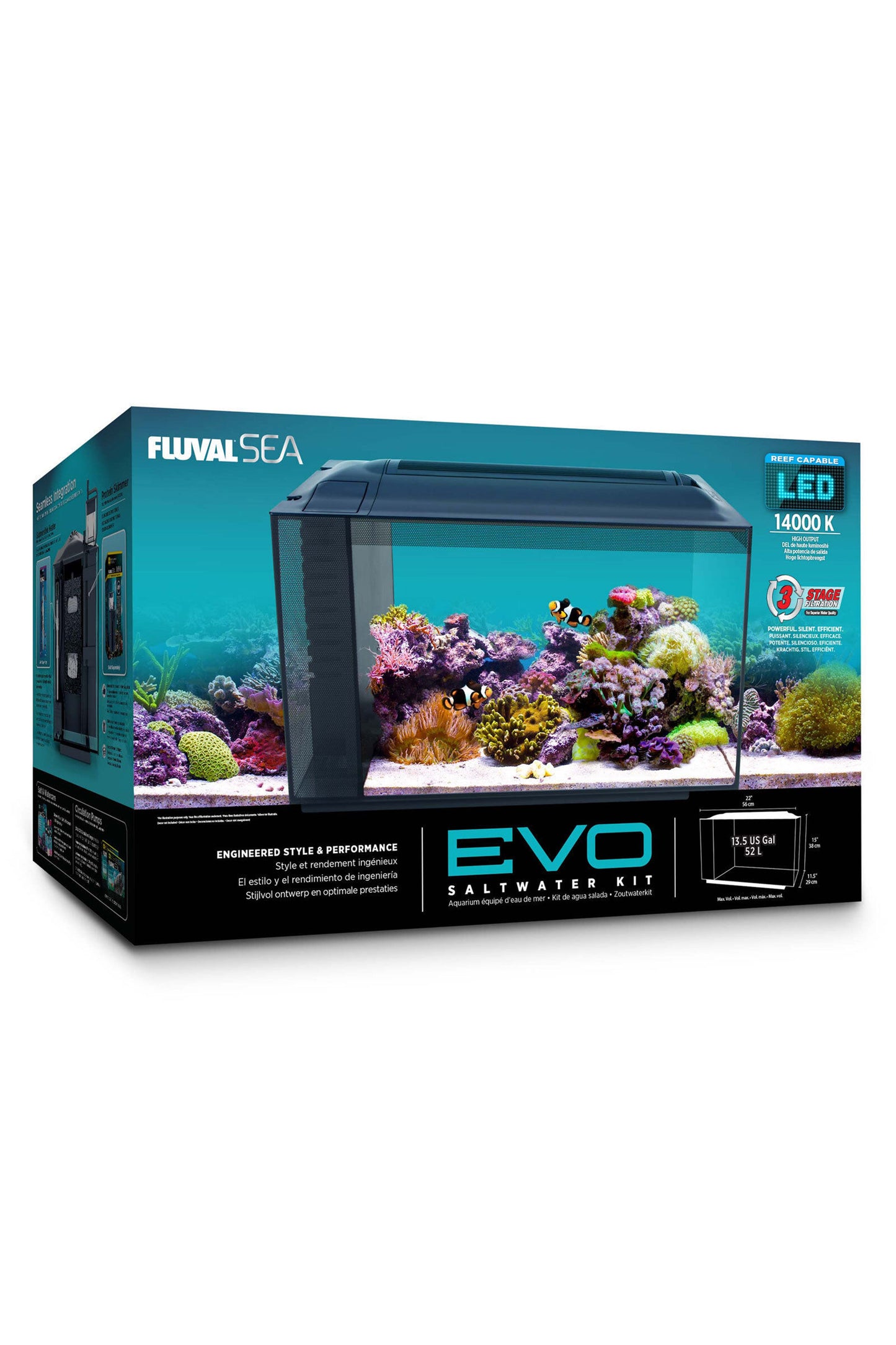 Fluval - Evo Acuario Marino, Negro, 52L