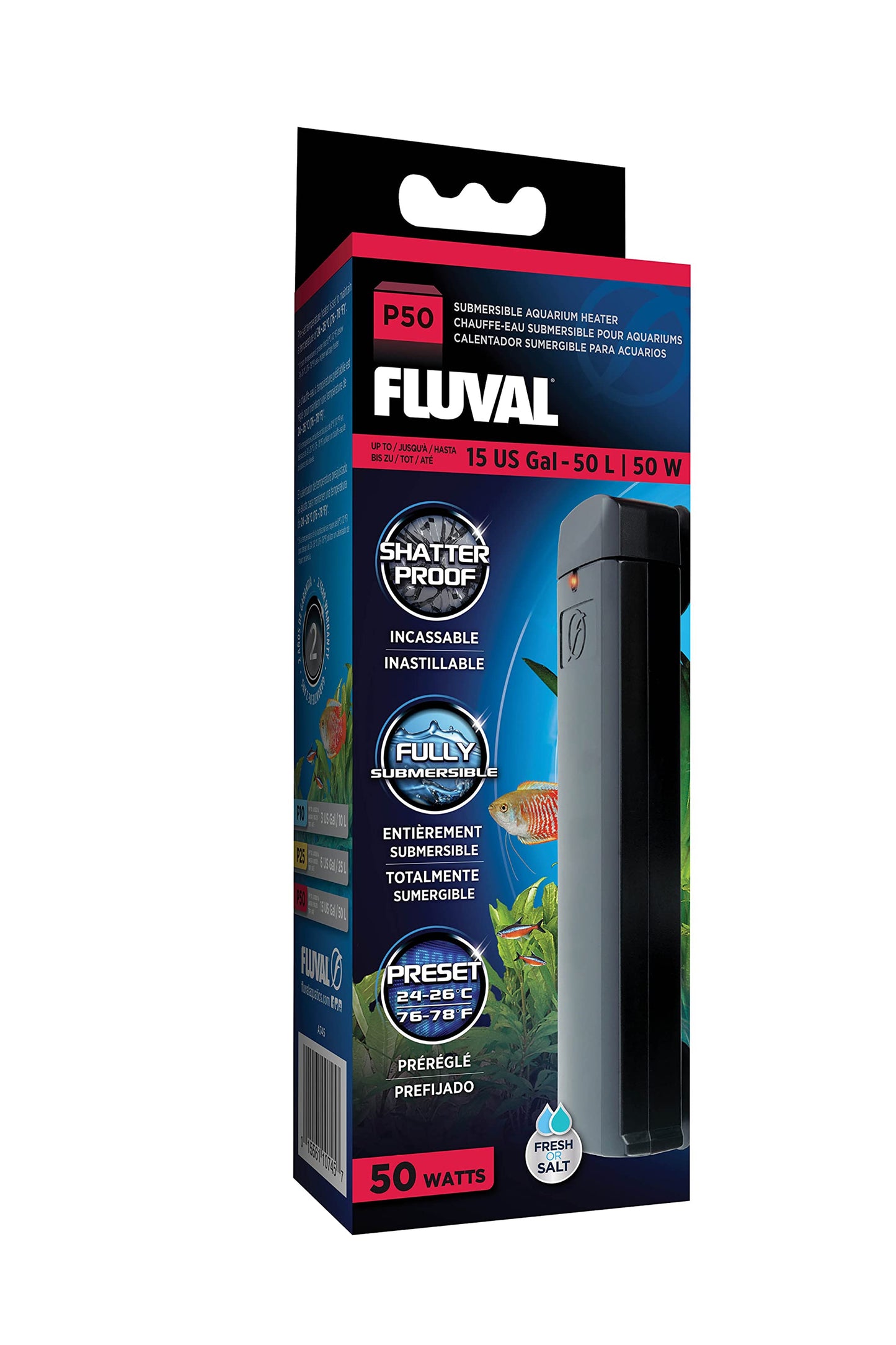 Fluval - Aquecedor Pré-Definido P50 24-26ºC - 50L