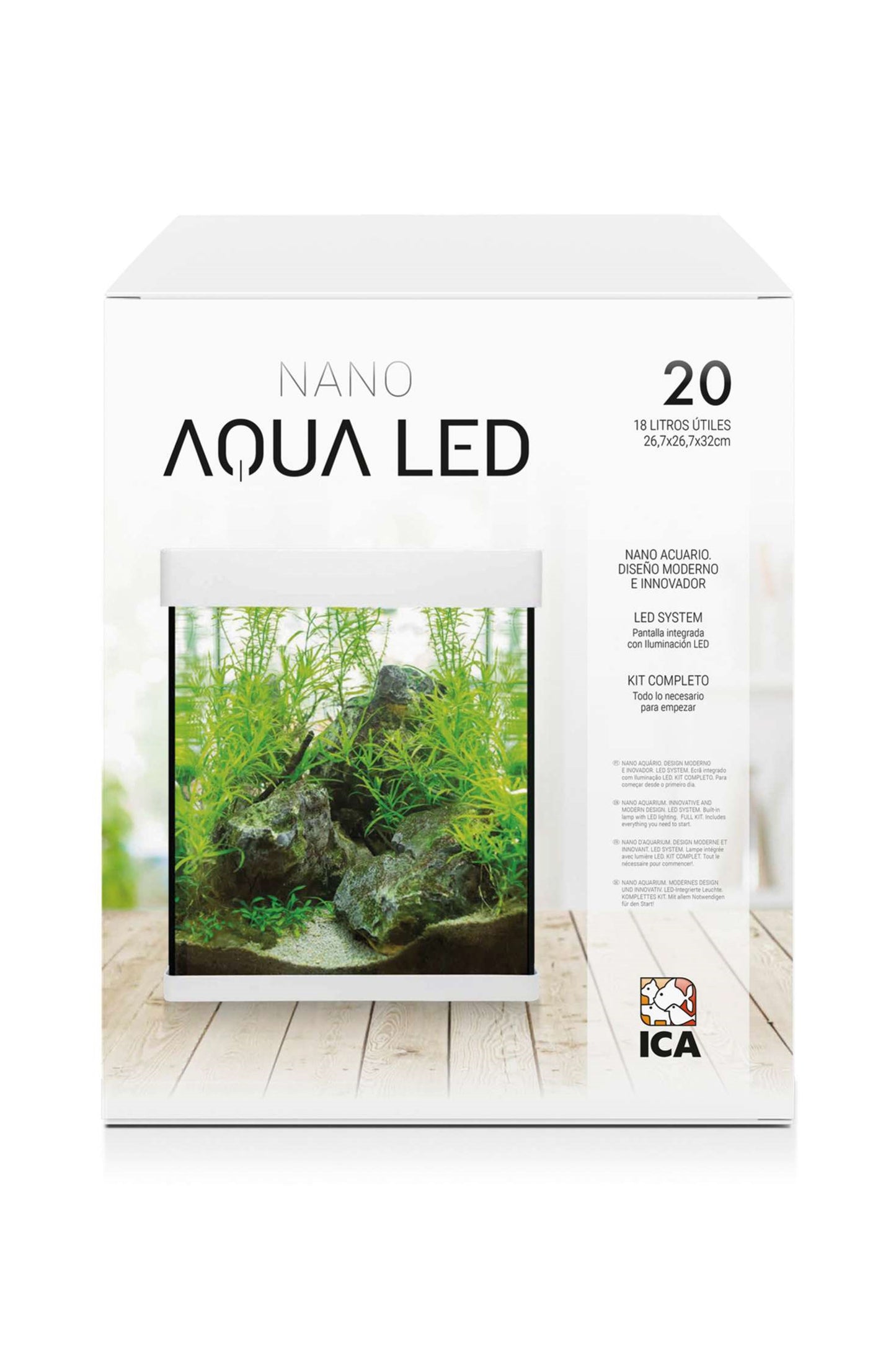 Aquarium-Kit Nano AquaLED Crystal 20 (20 Liter) Weiß