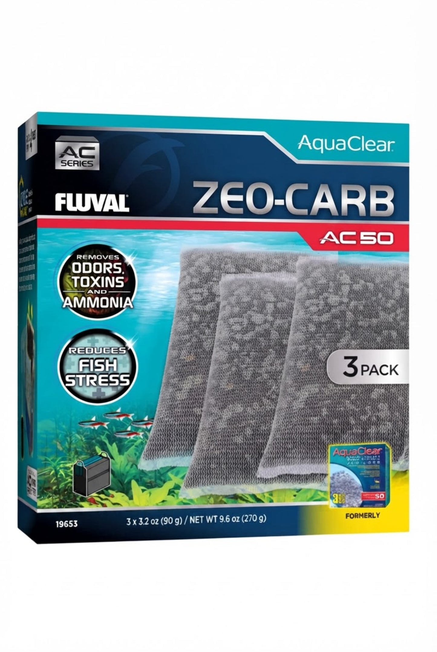 Material filtrante para filtro Fluval AC50 Pack Ahorro Zeo-Carb 3 ud.