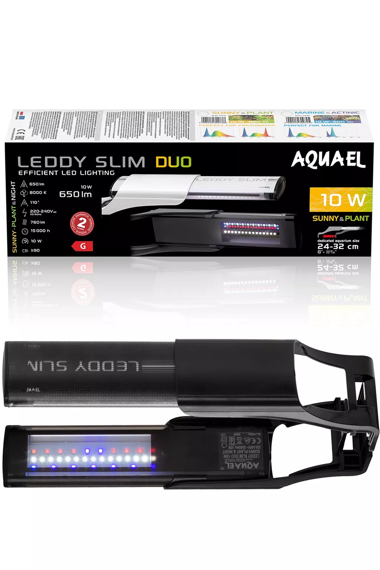 AQUAEL - Iluminación LEDDY SLIM DUO Sunny Plant & Night 10W (Negra)