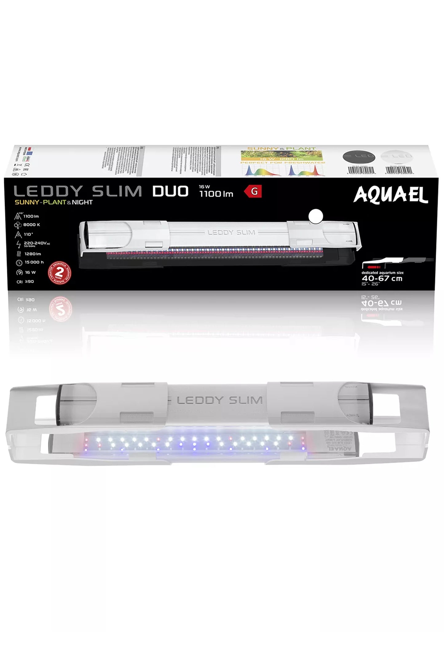 AQUAEL - Iluminación LEDDY SLIM DUO Sunny Plant & Night 16W (Blanca)