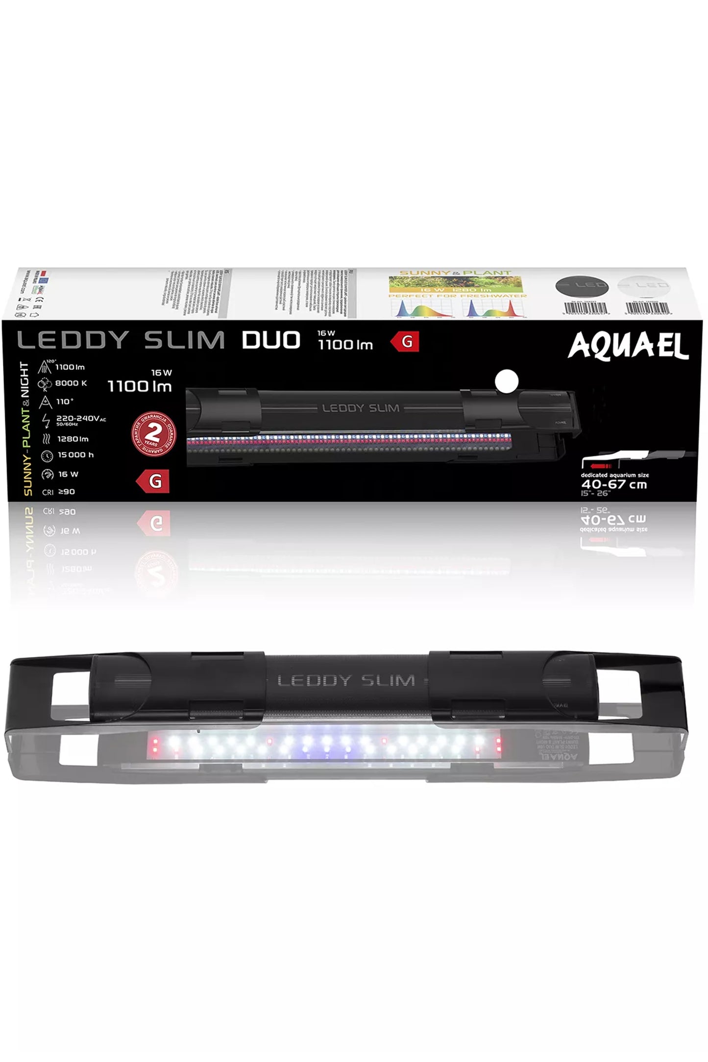 AQUAEL - Iluminación LEDDY SLIM DUO Sunny Plant & Night 16W (Negra)