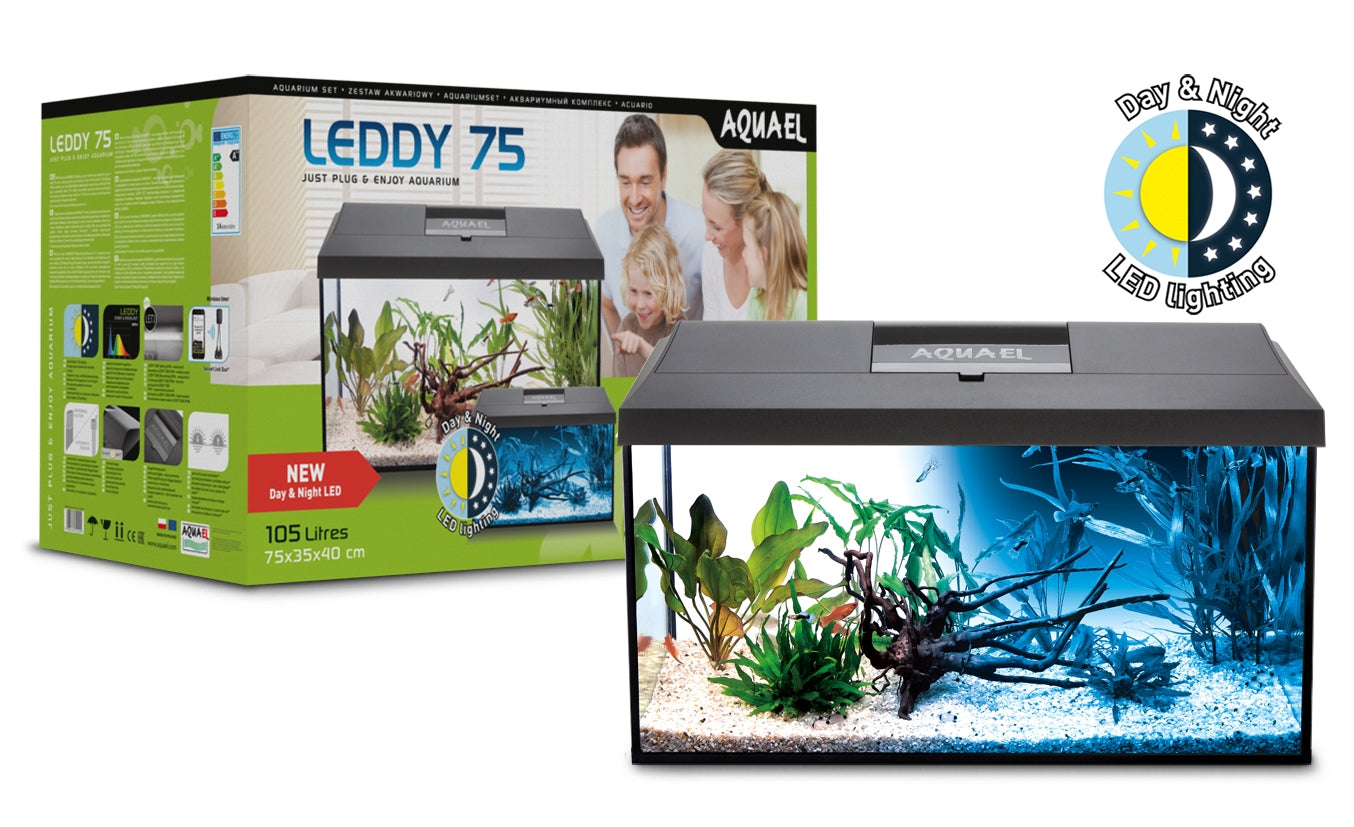 Acuario Kit LEDDY D&N 75 Negro de 105 litros